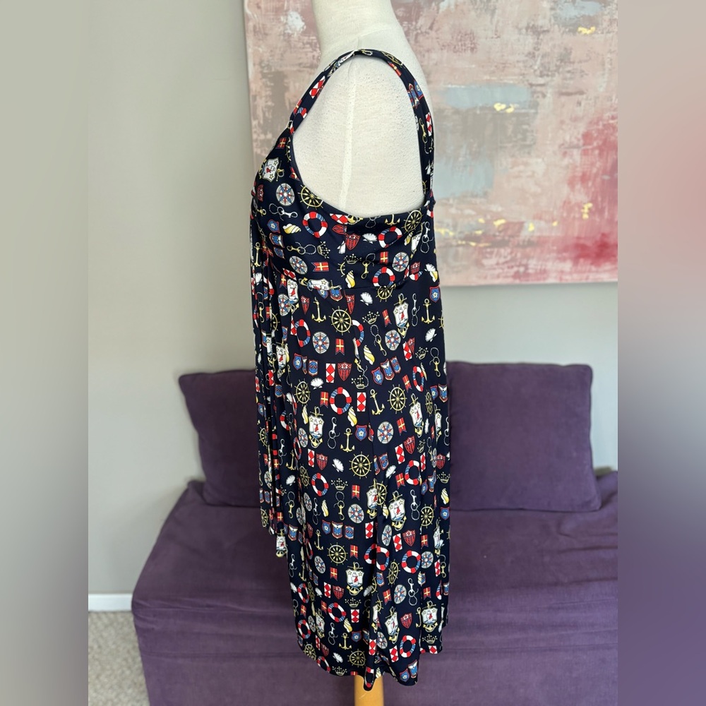Bianca Nygard Nautical Print Mid Length‎ Summer Dress With Size 16 - Picture 6 of 13